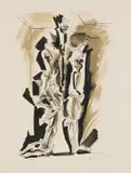 André Masson, Abstract Composition with Two Figures (Hommage à Dorothéa Tanning), lithograph