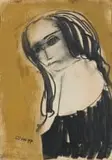 Charles Gassner, Woman in Black, mixed media on paper