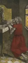 Christine Dixie, Kneeling, colour etching on paper