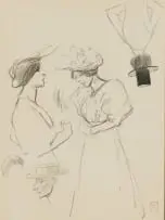 Théophile Steinlen, Figure Studies, recto-verso, graphite on paper