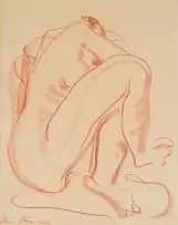 Irma Stern, Crouching Nude Figure, 1948, chalk pastel on paper