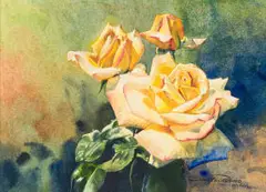 Dino Paravano, Roses, watercolour on paper
