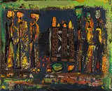 Walter Battiss, African Figures, oil on canvas