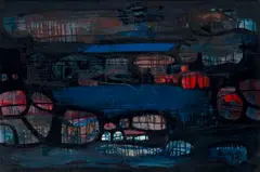 Larry Scully, Untitled (Abstract with Black and Blue), 1968, oil on canvas