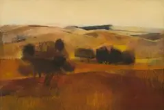 Jane Tully Heath, Landscape with Trees, oil on baord