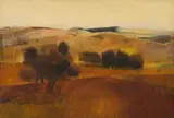 Jane Tully Heath, Landscape with Trees, oil on baord