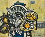 Normand Dunn, Shrine with Medallions, oil on canvas