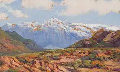 Hugo Naude, Sneeuberge, oil on board