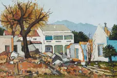 David Botha, Houses and Trees, 1978, oil on canvas laid down on board