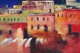 Derric Van Rensburg, Houses and Washing Lines, oil on canvas