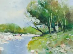 Errol Boyley, River Scene, oil on canvas board