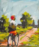 Junior Fungai, Bicycle Rider, 2013, acrylic on canvas