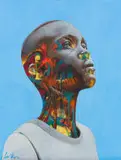 Loyiso Mkize, Portrait with Blue, 2018, oil on canvas