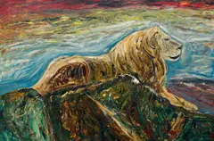 Ernst de Jong, Lion, 2000, acrylic on board