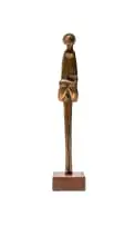 Michael Fleischer, Figure Holding Fish, bronze, on a wooden base