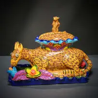 Mongoose lidded vessel by Ardmore Ceramic Studio, 2002, painted and glazed ceramic, offered Jun 2026
