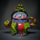Ardmore Ceramic Studio, Chameleon lidded vessel, 2004, painted and glazed ceramic
