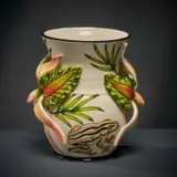 Striped frog vase by Ardmore Ceramic Studio, 2007, painted and glazed ceramic, offered Jun 2026
