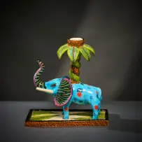 Blue elephant candle holder by Ardmore Ceramic Studio, 2002, painted and glazed ceramic, offered Jun 2026