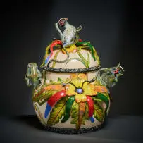 Ardmore Ceramic Studio, Monkey tureen, 2008, painted and glazed ceramic
