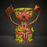 Stemmed giraffe and cricket bowl with handles by Ardmore Ceramic Studio, 2002, painted and glazed ceramic, offered Jun 2026