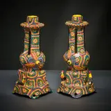Pair of yellow bird candlesticks by Ardmore Ceramic Studio, 2003, painted and glazed ceramic, sold Jun 2026