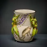 Dotted frog vase by Ardmore Ceramic Studio, 2007, painted and glazed ceramic, offered Jun 2026
