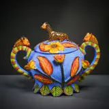 Ardmore Ceramic Studio, Giraffe and flowers lidded vessel, 2002, painted and glazed ceramic