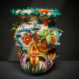 Flower and cricket three-lobed vase by Ardmore Ceramic Studio, 2002, painted and glazed ceramic, offered Jun 2026