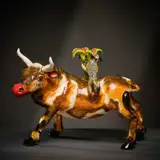 Cow and monkey candle holder by Ardmore Ceramic Studio, 2004, painted and glazed ceramic, offered Jun 2026