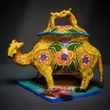 Ardmore Ceramic Studio, Camel lidded bowl, 2002, painted and glazed ceramic
