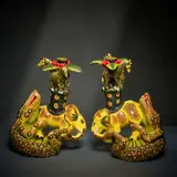 Pair of animal candlesticks by Ardmore Ceramic Studio, 2002, painted and glazed ceramic, sold Jun 2026