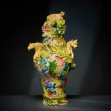 Leopard and monkey urn by Ardmore Ceramic Studio, 2007, painted and glazed ceramic, offered Jun 2026