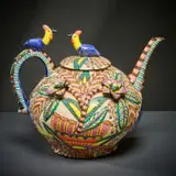 Ardmore Ceramic Studio, Guineafowl and flower teapot, 2002, painted and glazed ceramic