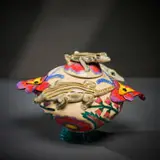 Ardmore Ceramic Studio, Baby crocodile lidded vessel, 2004, painted and glazed ceramic