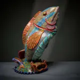 Ardmore Ceramic Studio, Fish and crab lidded vessel, 2004, painted and glazed ceramic