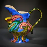 Ardmore Ceramic Studio, Zebra and flower milk jug, 2002, painted and glazed ceramic
