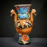 Ardmore Ceramic Studio, Hoopoe and flower vase, 2002, painted and glazed ceramic