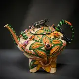 Ardmore Ceramic Studio, Mongoose and flower teapot, 2002, painted and glazed ceramic