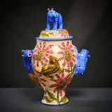 Ardmore Ceramic Studio, Hippo and crocodile lidded vessel, 2003, painted and glazed ceramic