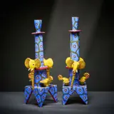 Ardmore Ceramic Studio, Yellow elephant candlesticks, 2002, painted and glazed ceramic