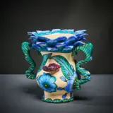 Ardmore Ceramic Studio, Fish and flower vase, 2002, painted and glazed ceramic