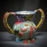 Ardmore Ceramic Studio, Fish vase with handles, 2003, painted and glazed ceramic