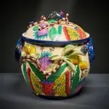Ardmore Ceramic Studio, Flower and guineafowl lidded vessel