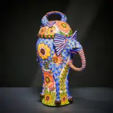 Ardmore Ceramic Studio, Blue elephant and flower urn, 2004, painted and glazed ceramic