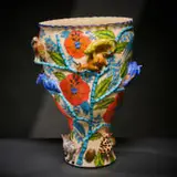 Ardmore Ceramic Studio, Vase with animals and flowers, 2001, painted and glazed ceramic