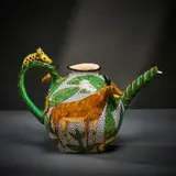 Ardmore Ceramic Studio, Antelope and giraffe teapot, painted and glazed ceramic