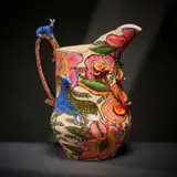 Ardmore Ceramic Studio, Zebra and flower jug, 2002, painted and glazed ceramic