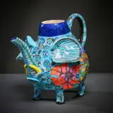 Ardmore Ceramic Studio, Blue elephant teapot, 2002, painted and glazed ceramic