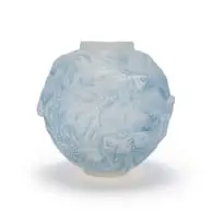 René Lalique 'Formose', opalescent and blue-patinated vase, No. 934, designed 1924 by René Lalique, mould-blown glass, sold May 2026